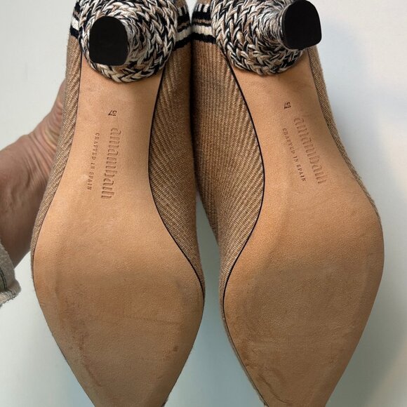 Amambaih INMA Spain Woven Ankle Boots 37 Sculptural Heel Boho - Picture 5 of 7